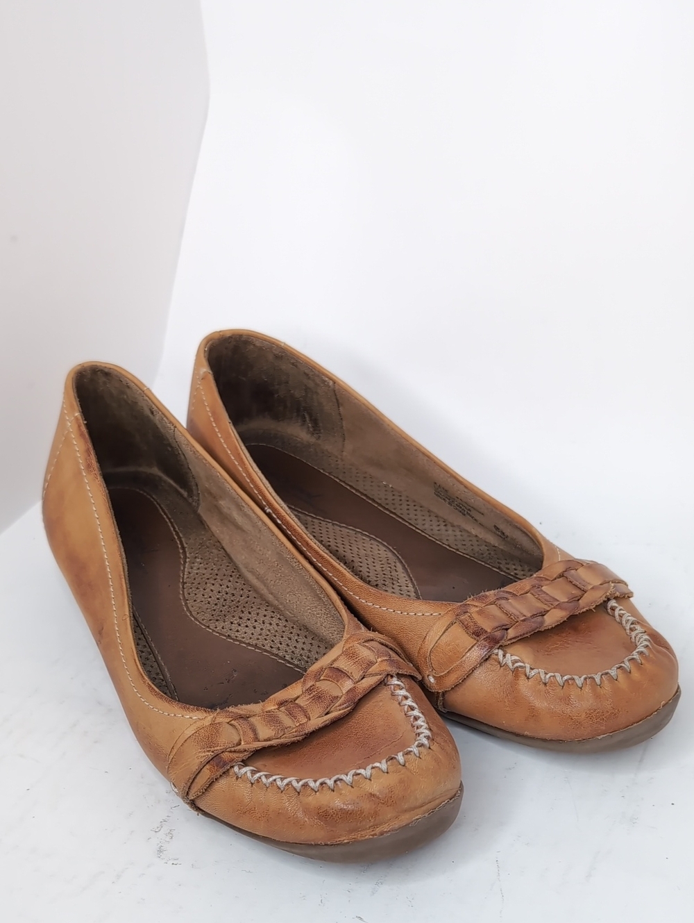 Natural Soul Tan Braided Moccasin Flats